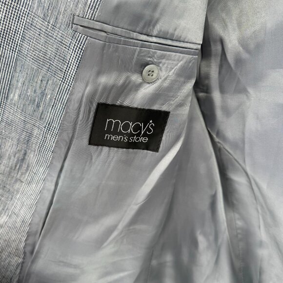 Lauren Ralph Lauren Linen Glen Plaid Blazer 44R Classic Navy Check - Picture 7 of 15